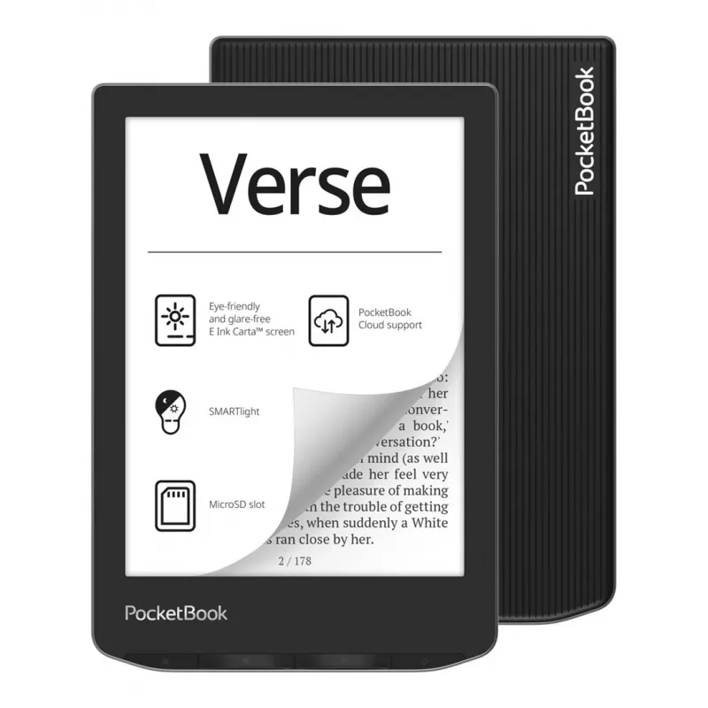 E-bookreader PocketBook Verse 6 inch E Ink Carta, 8 GB, Wi‑Fi, zwart/zilver