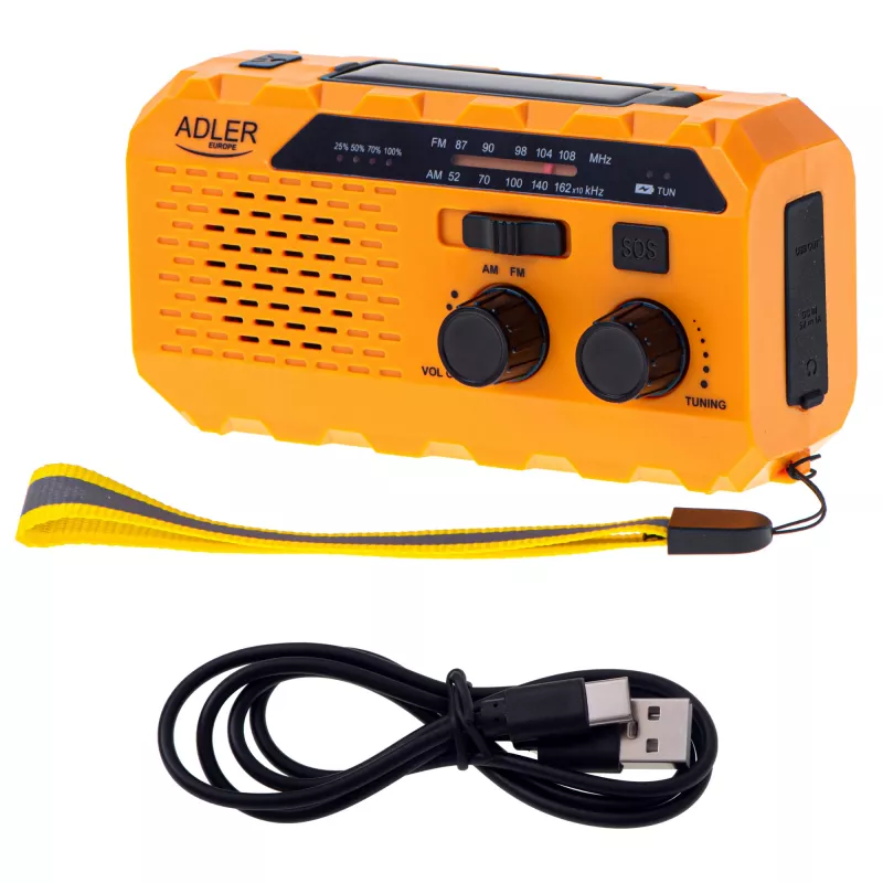 Draagbare radio Adler AD 1197 met zaklamp en alarmfunctie