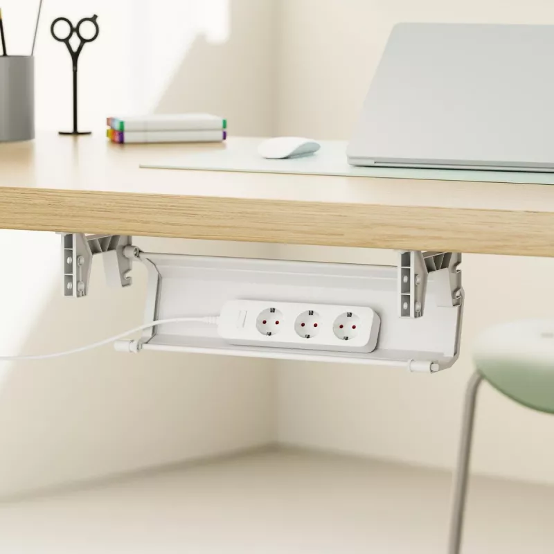 Maclean organizer voor kabels/stekkerdozen onder het bureau, max. belasting 5 kg, wit, MC-106 W