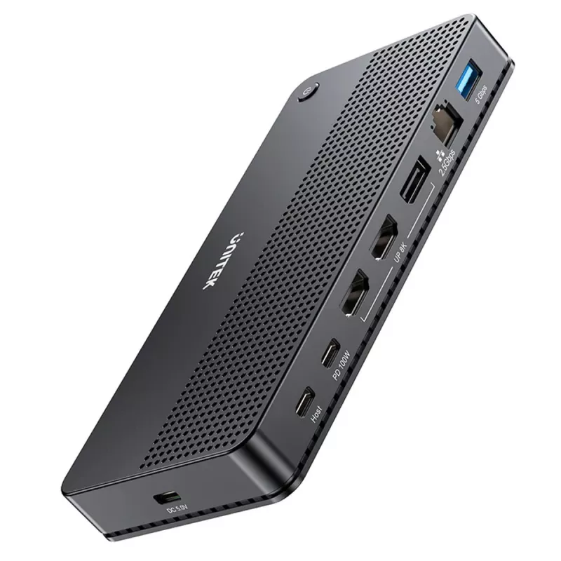 Dockingstation UNITEK D1104A01 USB4 bekabeld 100 W Power Delivery