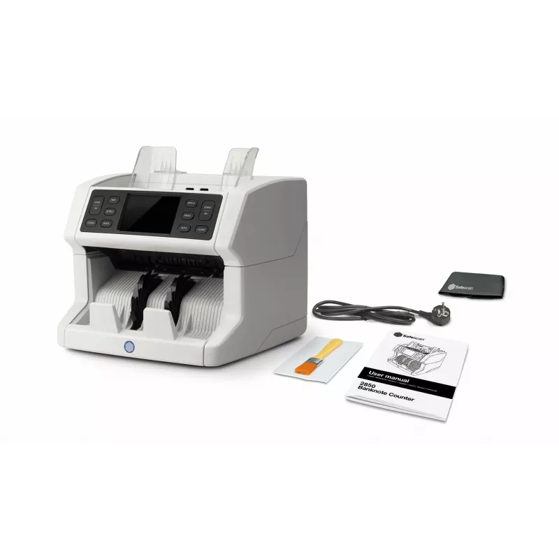 Safescan 2850 biljettenteller met valsgelddetectie (UV, magnetisch, formaat), 1500 biljetten/min, touchscreen, wit