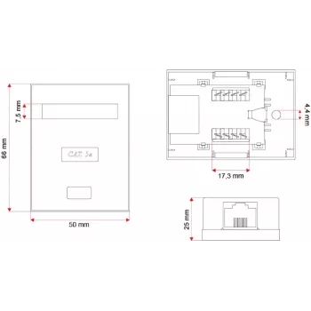 Netwerk-aansluitdoos Alantec GN005 — Cat5e, F/UTP (FTP)-afscherming, wit, 50×66×25 mm