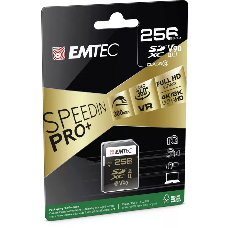 Flashgeheugen Emtec 256 GB UHS-II SpeedIN Pro+
