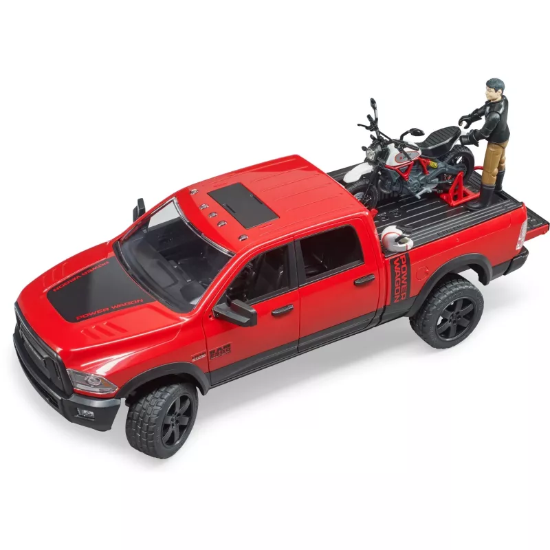 Dodge RAM 2500 Power Wagon met aanhanger en motorfiets Ducati 02502 BRUDER