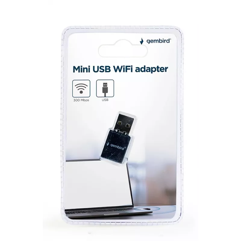 USB 2.0 WLAN-adapter Gembird WNP-UA300-01 — RTL8192EU, 2,4 GHz, 802.11b/g/n, 300 Mbit/s