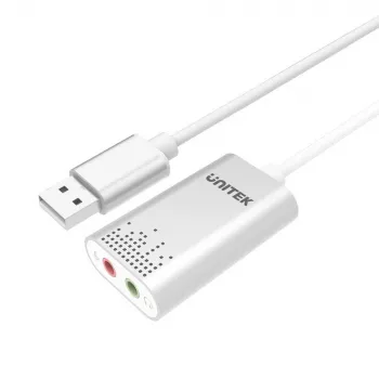Audioconverter Unitek Y-247A, zilver, USB Type-A-aansluiting, compact 12×28×46 mm