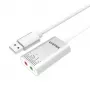 Unitek Y-247A usb-stereogeluidskaart, USB 2.0 type A naar 2x 3,5 mm minijack, aluminium, 47 x 28 mm, zilver