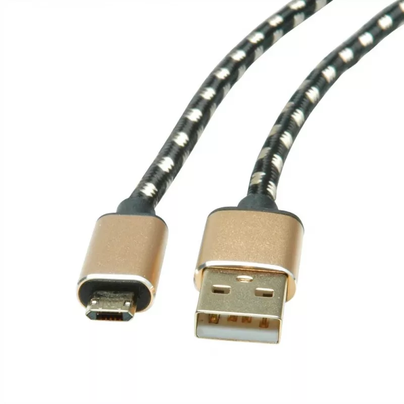ROLINE 11.02.8819 USB-kabel 0,8 m USB 2.0 USB C Micro-USB B zwart - goud (11.02.8819)