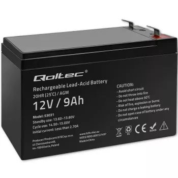 UPS-accu QOLTEC 53031 12V 9Ah groen, 152×94×65 mm, 2,35 kg