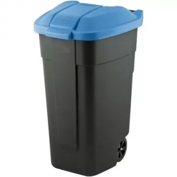 Curver afvalemmer zwart 110 L / deksel blauw