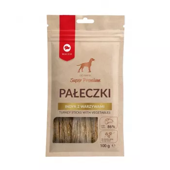 Hondensnacks MACED kalkoensticks met groente 100 g – hypoallergene natuurlijke stevige snack voor volwassen honden