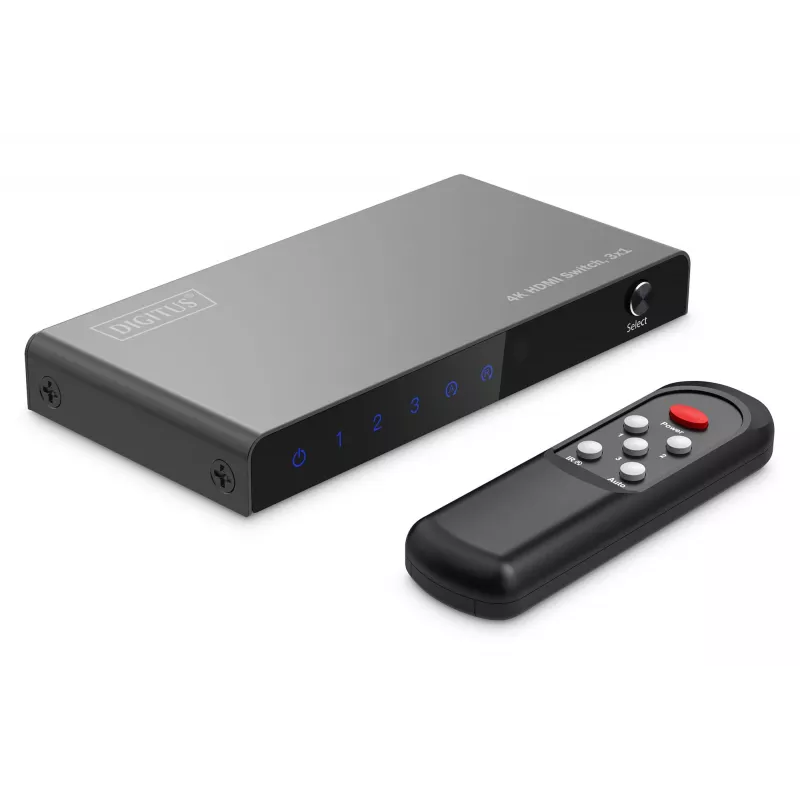 Digitus 4K HDMI-switch 3x1 metaal zwart 18 Gbit/s