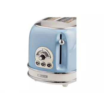 Ariete 155 Design 2-sneden toaster met sandwichmandjes, 6 bruiningsstanden, 810 W, roestvrijstalen behuizing, uitneembare kruimellade, pastelblauw