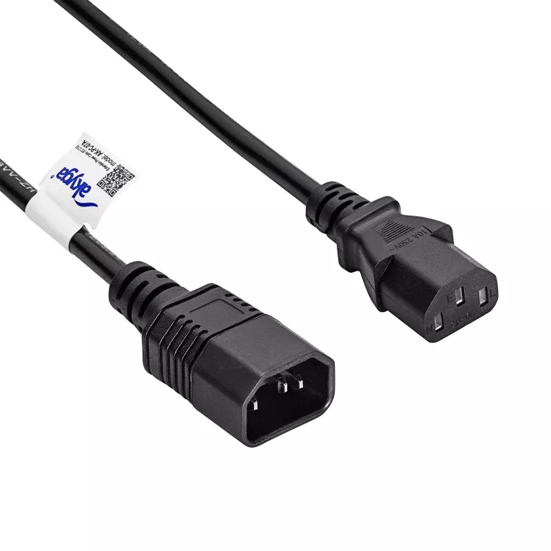 Akyga AK-PC-07A IEC C14 naar IEC C13 stroomverlengkabel, 3x 0,75 mm², 3 m, zwart