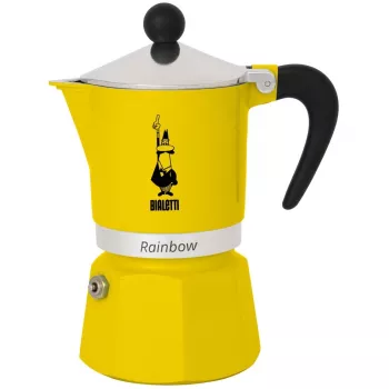 Mokapot Bialetti Rainbow zwart/geel — espressomaker van aluminium voor het fornuis, 1 stuk