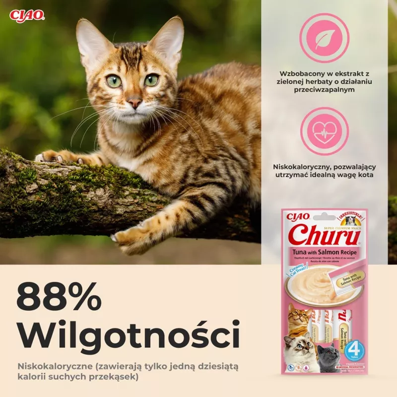 INABA Churu Tonijn met zalm - Kattenlekkernijen - 4x14 g