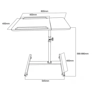 Maclean mobiele bureau-/laptopstandaard, wit, hoogteverstelling 59-89 cm, max. 30 kg, MC-121 W