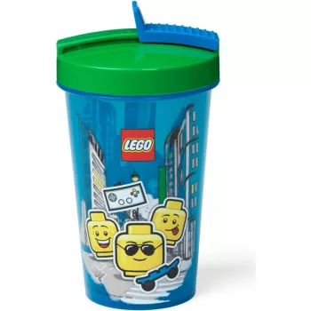 Room Copenhagen LEGO drinkbeker met rietje Iconic Boy lichtblauw (blauw/groen, 500 ml)