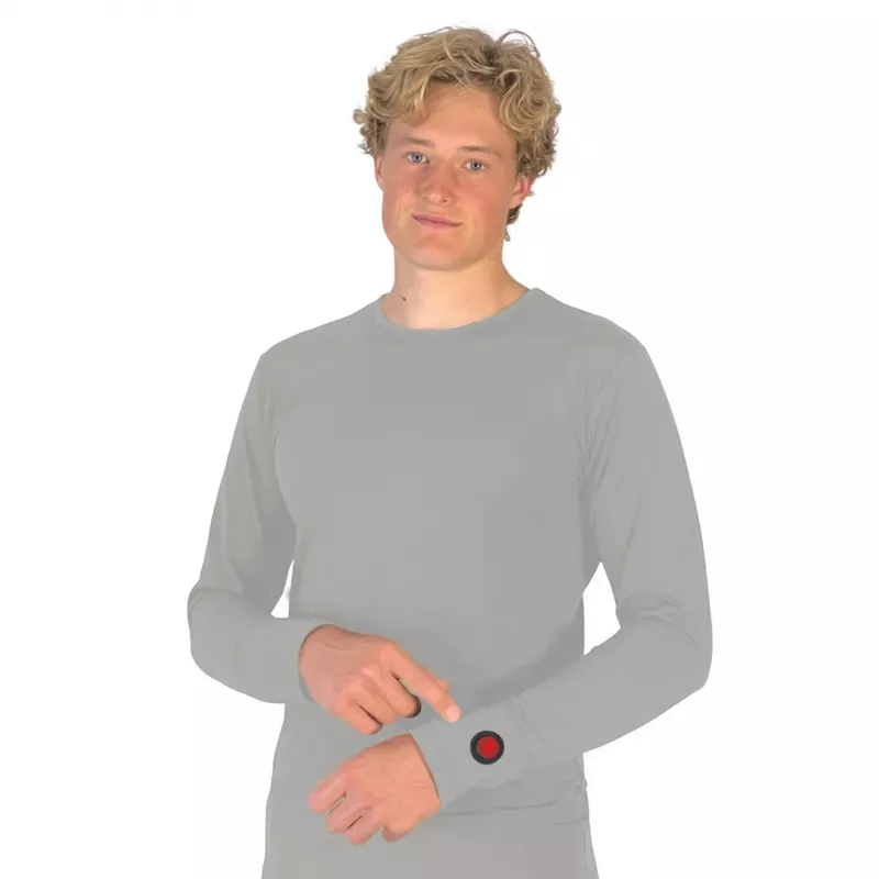 Glovii GJ1GL blouse ronde hals lange mouw grijs elastaan polyester