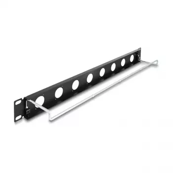 DeLOCK 67059 19-inch D-type patchpanel met trekontlasting, 8-poorts, 1HE, zwart