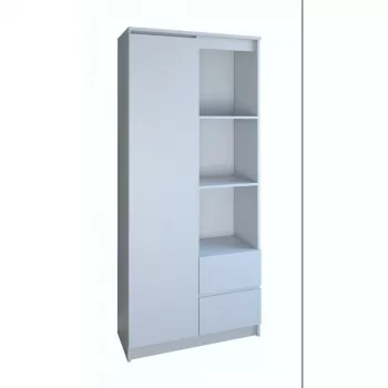 Boekenkast voor kantoor Top e Shop RS-80 BILY BIEL, witte spaanplaat, 7 legplanken, 800×350×1800 mm