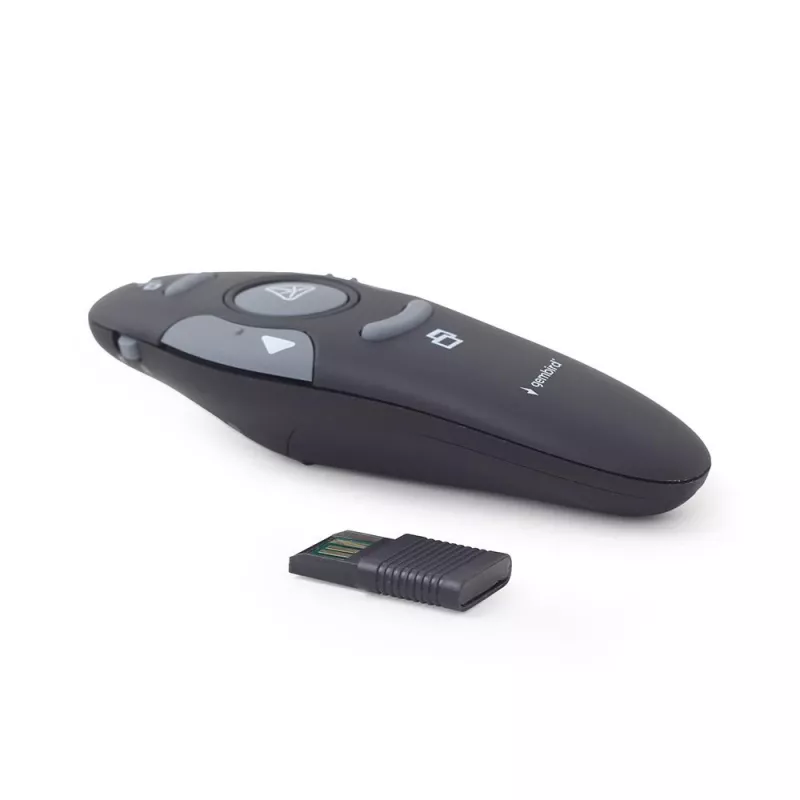 GEMBIRD draadloze IR-presenter WP-L-11, 4 knoppen, 2,4 GHz RF USB-ontvanger, zwart, AAA-batterij