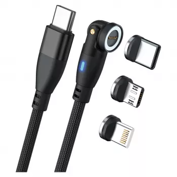 USB-kabel RealPower MagneticCharge 100 1m USB-C zwart