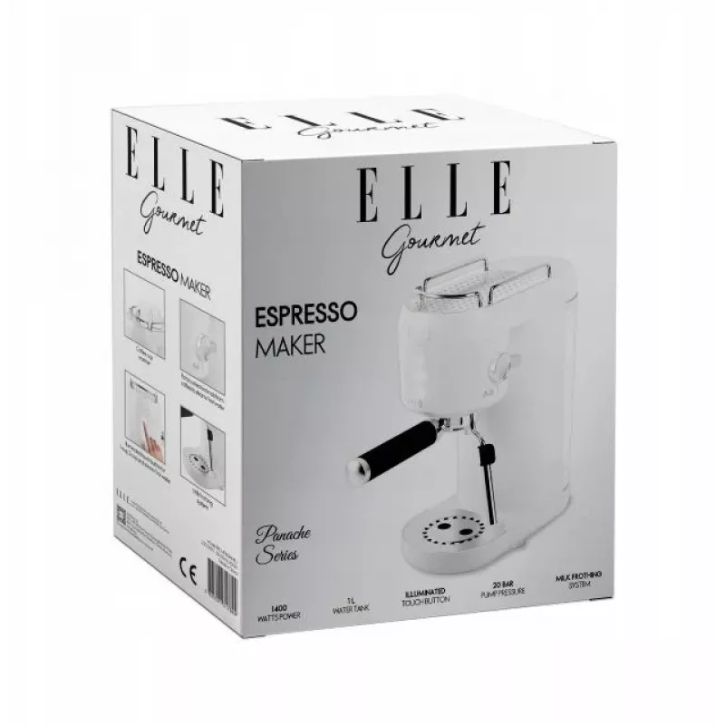Koffiezetapparaat Elle EKCMP801WHEU wit – compact huishoudelijk koffiezetapparaat met filter-/espresso-uitstraling