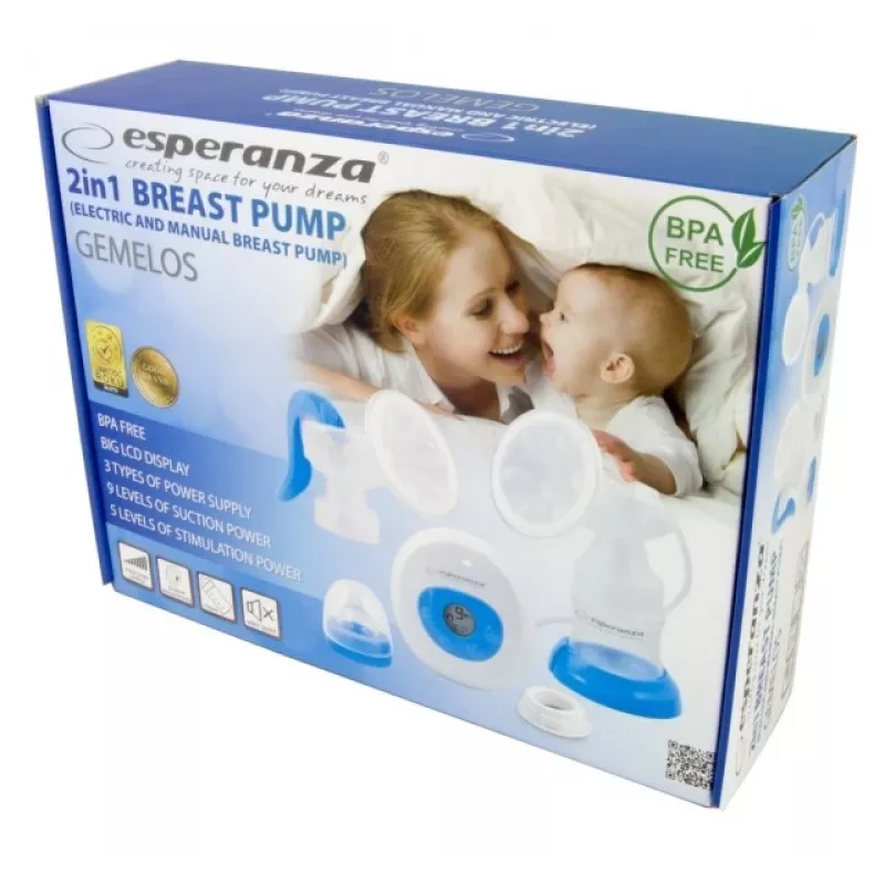 Borstkolf ESPERANZA ECM003B elektronisch 150 ml, ingebouwd display, blauw/wit, 100–240 V AC