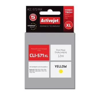Activejet ACC-571YNX inkt (vervanger voor Canon CLI-571XLY; Supreme; 12 ml; geel)