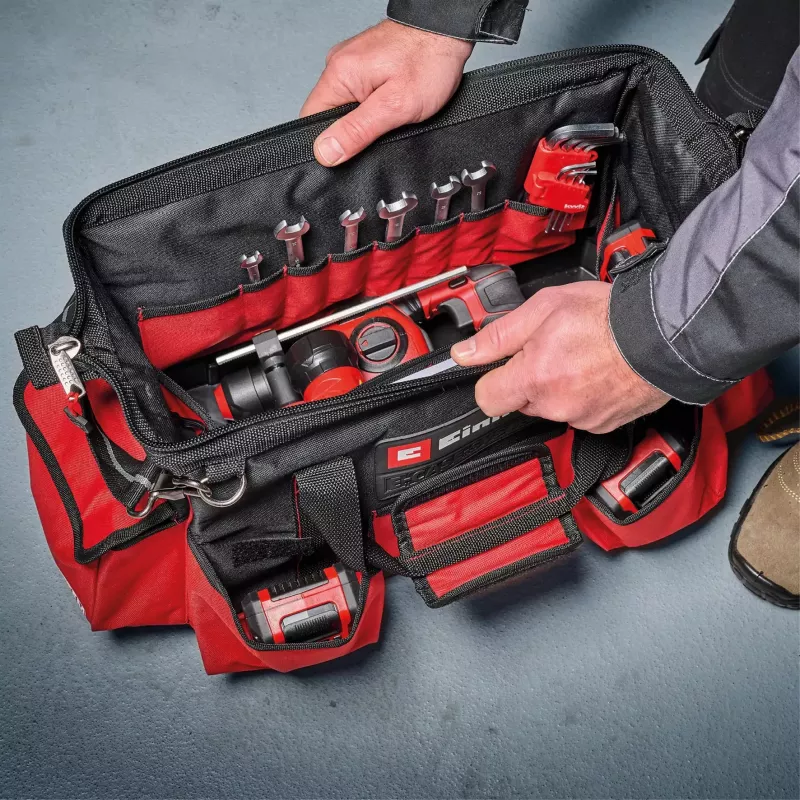 Einhell 4540036 E-Case Bag systeem-gereedschapstas, polyester, 30 kg draagvermogen, zwart/rood