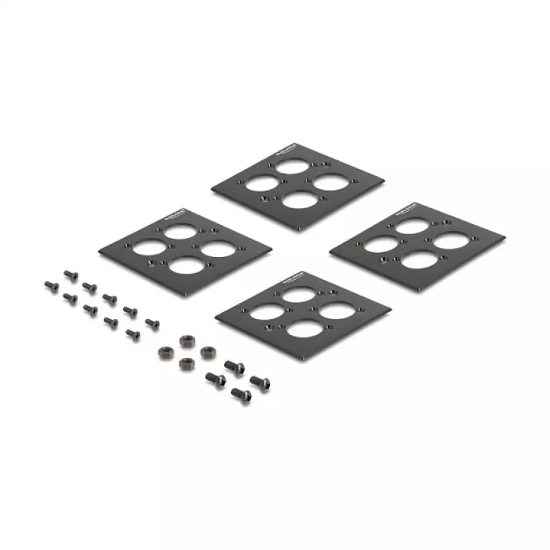 Delock 88195 D-type 19" patchpaneel met 4 platen 86 x 86 mm, 4 poorten, 2U, zwart