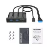 Graugear G-MP01 multi-frontpaneel met 3-poorts USB-hub, 1x USB-C 3.2 Gen2 + 2x USB-A 3.0, zwart