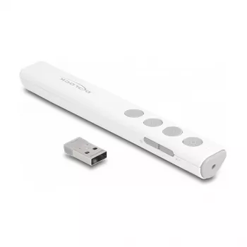 DeLOCK USB-laserpresenter, wit, draadloos, USB-RF-nano-ontvanger