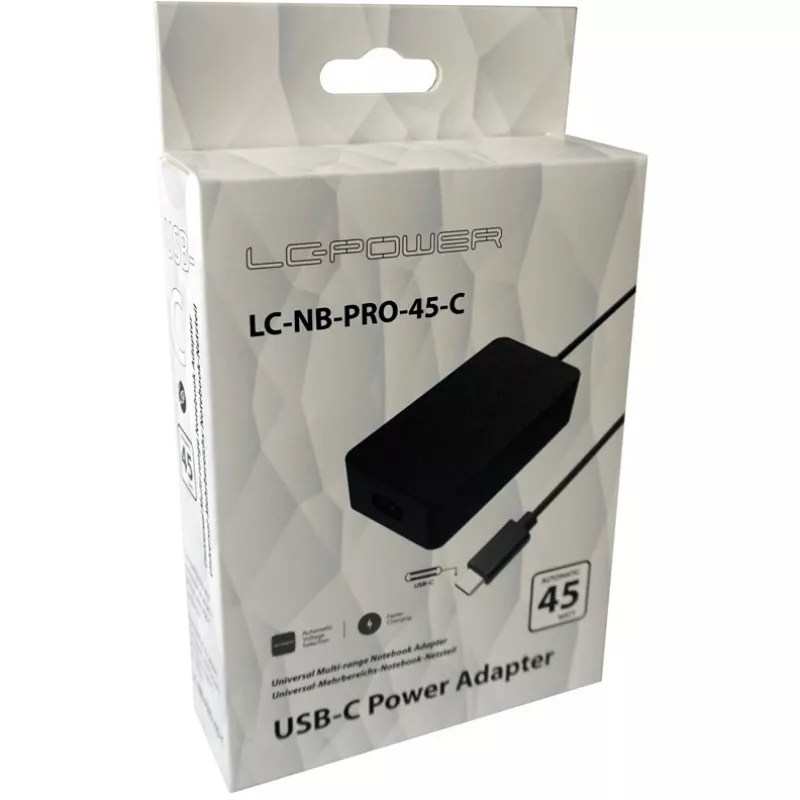 LC Power LC-NB-PRO-45-C - voeding - AC 110-240 V - 45 Watt - zwart