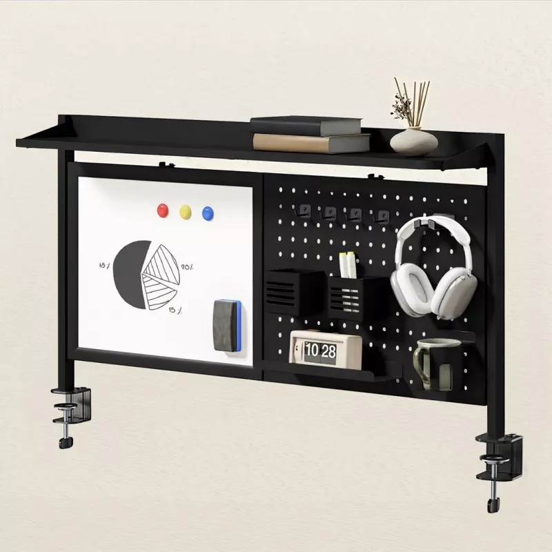 Ergo Office bureau-scheidingswand / organizer, max. belasting 10 kg, whiteboard, breedte 1116 mm, zwart, ER-301 B