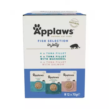 Applaws visselectie multipack in bouillon - natvoer voor katten, 12 x 70 g