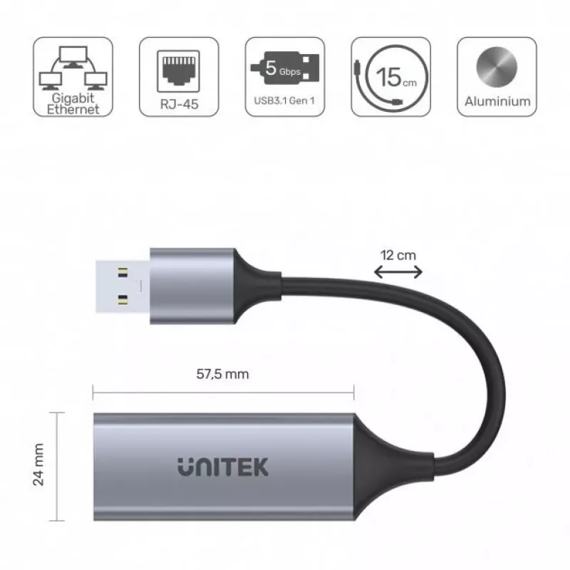 Interfacekaart Unitek U1309A, grijs, 57,5×24×16 mm
