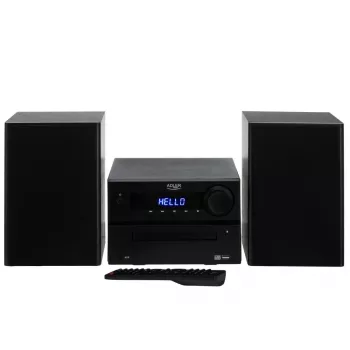 Mini hifi-stereosysteem Adler AD 1917 — Bluetooth V5.3, cd/usb/mp3, 2×25 W RMS, FM-tuner, 4-bands equalizer, AUX, zwart