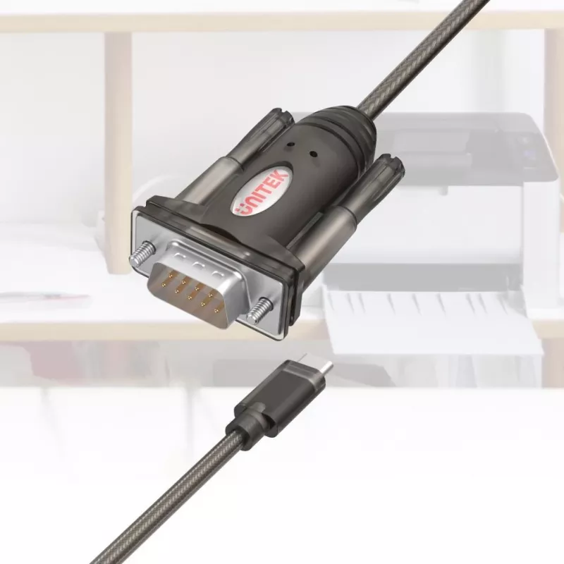 Unitek Y-1105K USB-C naar RS-232-adapter, 1,5 m, zwart
