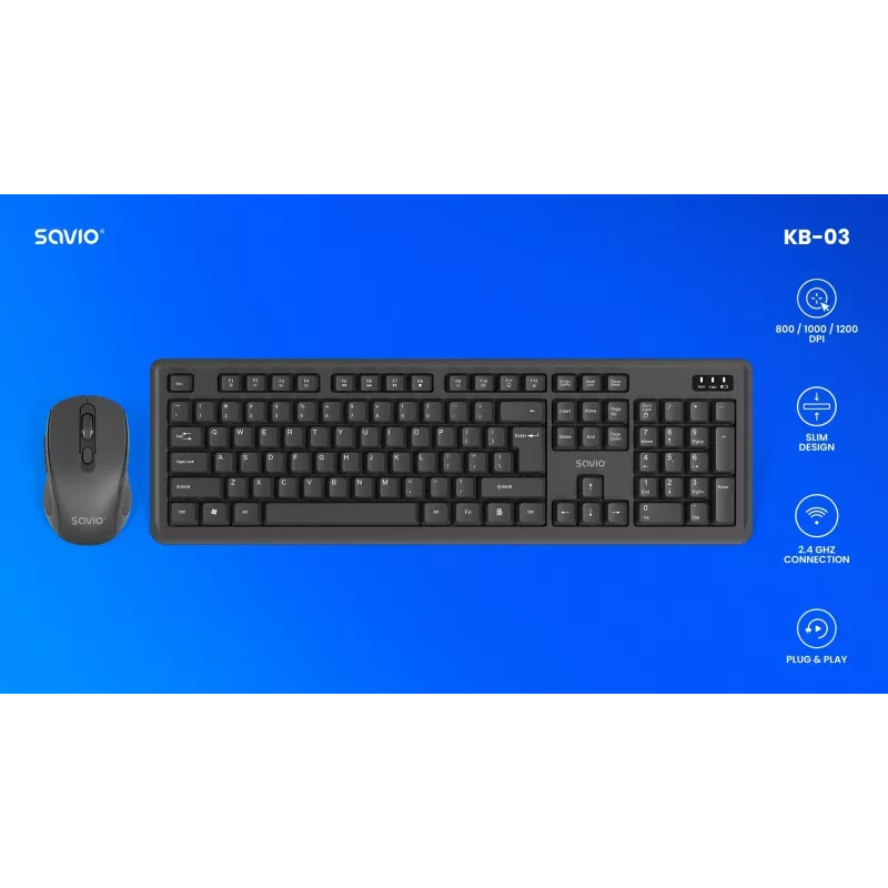 Savio KB-03 toetsenbord muis inbegrepen home/office USB QWERTY US Engels zwart