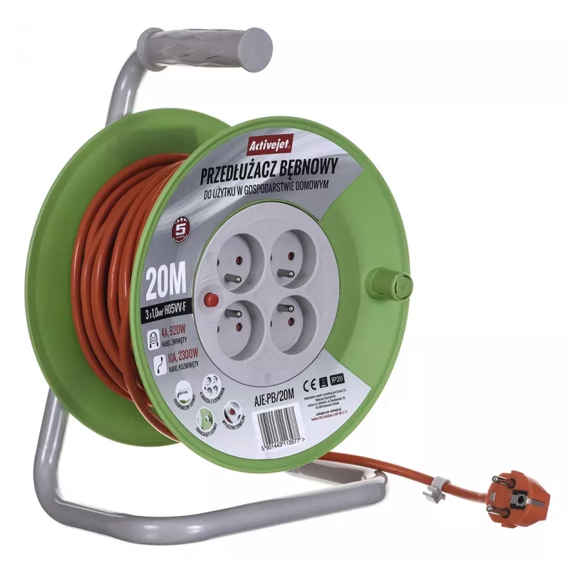 Activejet AJE-PB/20M kabelhaspel verlengsnoer 20 m