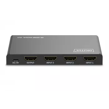 Digitus 4K HDMI-switch 3x1 metaal zwart 18 Gbit/s
