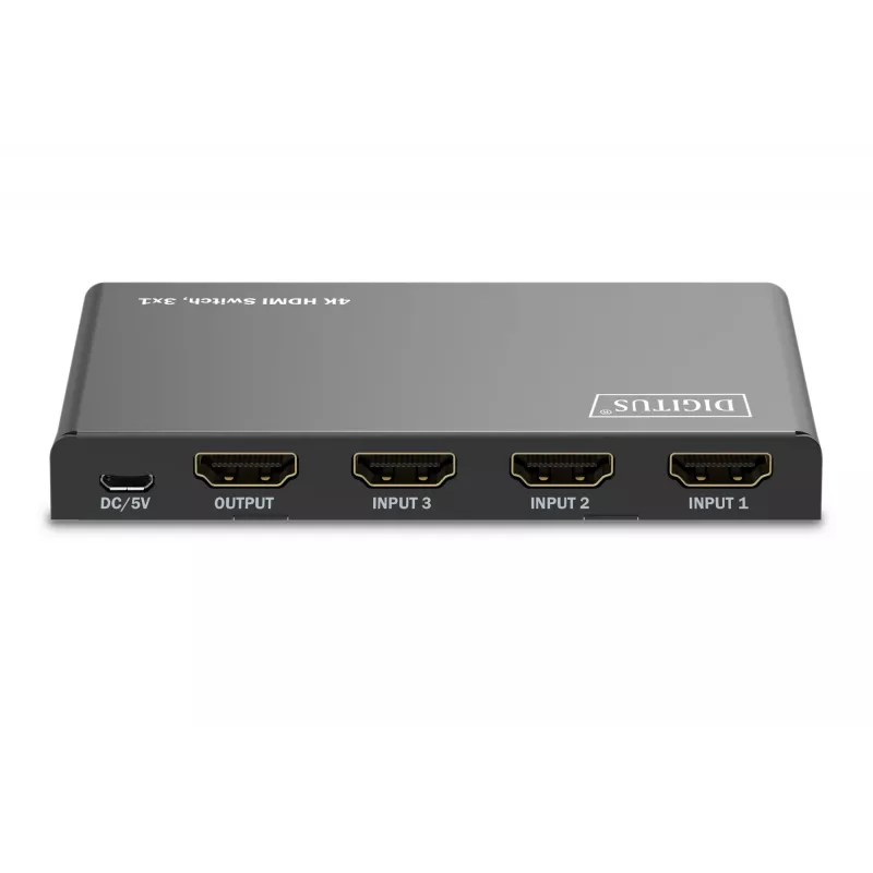Digitus 4K HDMI-switch 3x1 metaal zwart 18 Gbit/s