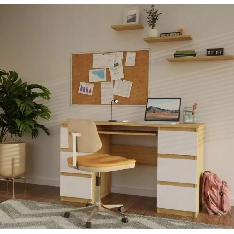 KUBA bureau Artisan-eiken/wit set