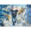 Mark Fredrickson: hondenliefde – zwarte labrador in de sneeuw, puzzel 1000 stukjes