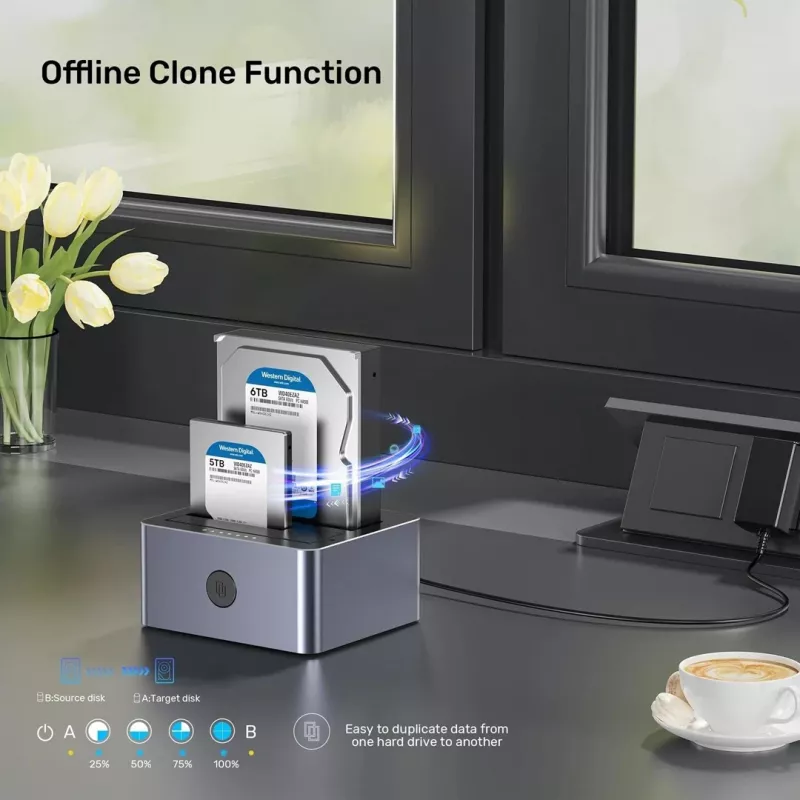 Unitek kloonstation 2X SATA 2,5/3,5 USB 5GB