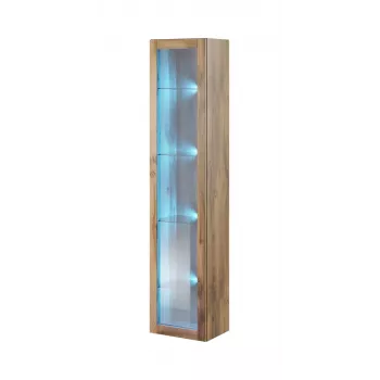 Vitrine Cama Meble VIGO 180 — wandgemonteerde glasvitrine, 1800×400×300 mm, Wotan eiken