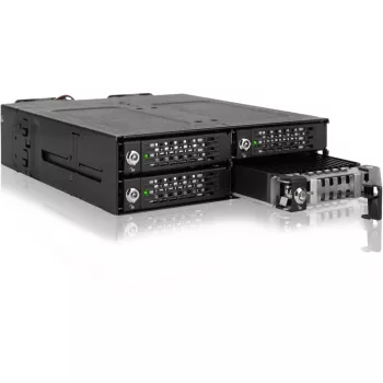 ICY DOCK - ToughArmor MB720MK-B V3 - 4x PCIe 4.0 M.2 NVMe naar 4x OCuLink in 1x 5,25 bay mobiel raam metaal zwart met sleutelslot (Tri-Mode-compatibel)