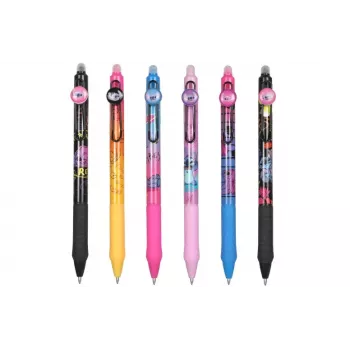 Intrekbare, uitwisbare balpen met rubbercoating CoolPack Disney Stitch zwart